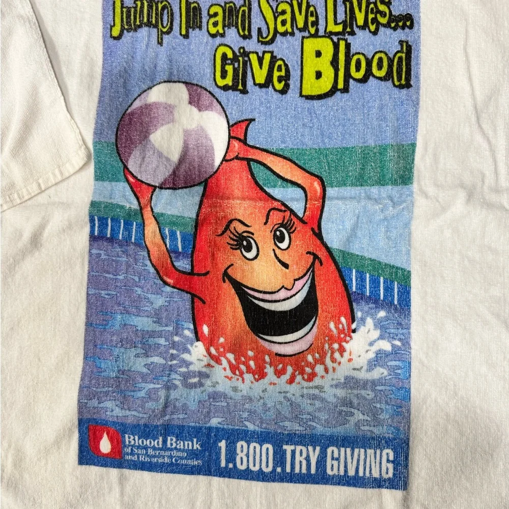 Vintage Blood Dr Beach Towel Give Blood Promo 100% Cotton 90s Graphic
